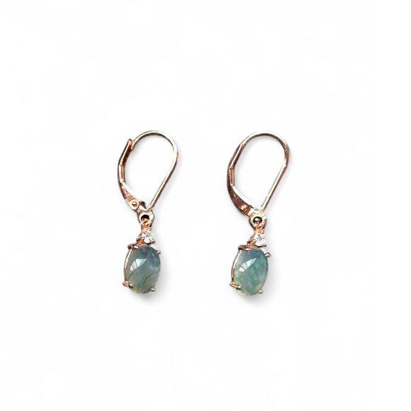 NWOT Small Rose Gold Drop Earrings with Grey Transparent Accents - Picture 1 of 6